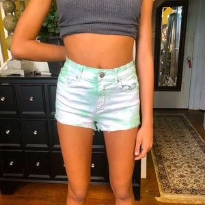 Tie dye high waisted shorts